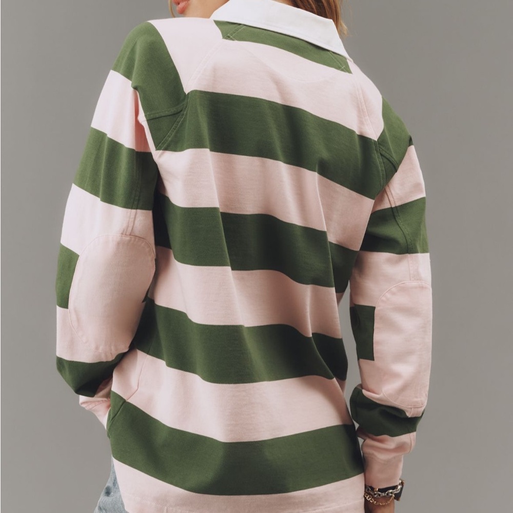 NWT! Striped Green and Pink Rugby Shirt - Picture 2 of 4